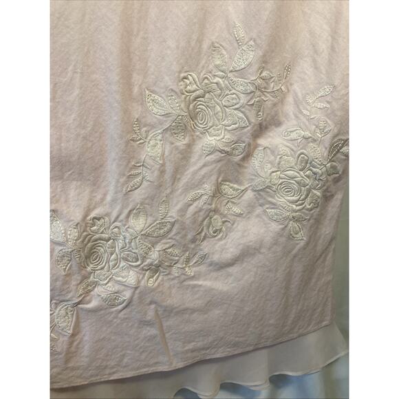 Vintage Plaza South Pink Linen Blend Maxi Dress Coastal Beach Wedding Bridal 18 - Picture 3 of 8